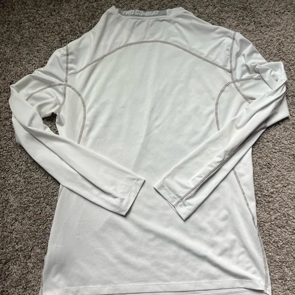 Nike Pro Combat White Fitted Long Sleeve Shirt - Picture 4 of 8